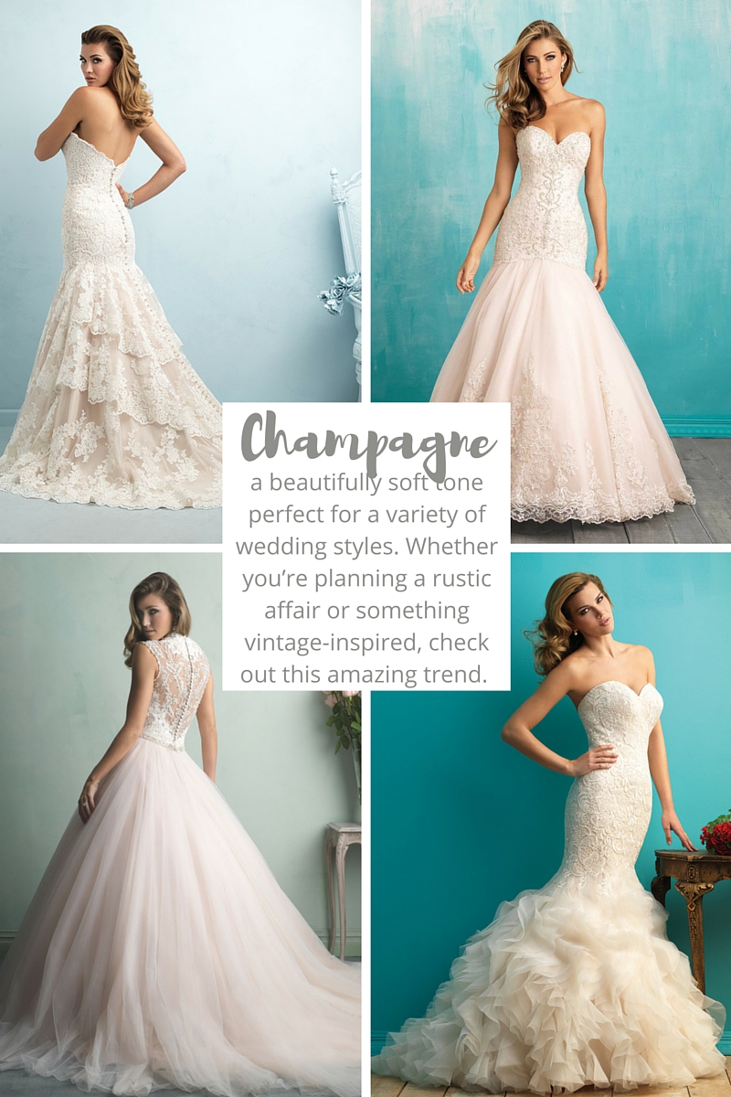 Champagne is a beautifully soft tone perfect for a variety of wedding styles. Whether you’re planning a rustic affair or something vintage-inspired, check out this amazing trend.
